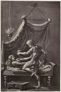 Fotoreproduktion einer Zeichnung von Perino del Vaga, Die Vergewaltigung der Lucretia von Charles Thurston Thompson