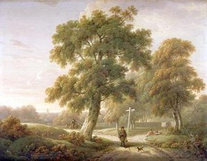 Reisende an einer Kreuzung in bewaldeter Landschaft von Charles Towne