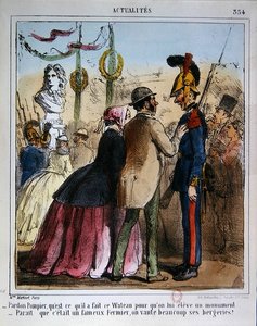 Karikatur über die Errichtung einer Gedenkstatue von Watteau, ca. 1870