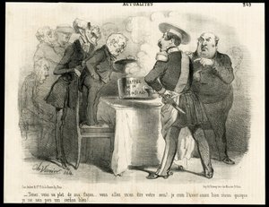 Illustration von Charles Vernier (? -1887) in Le Charivari, circa 1851-11 - Erinnerung an das Gesetz vom 31. Mai 1850 - Wahlen, Präsident der Republik, Größe, Gesetz, Wahlrecht - Thiers Adolphe, Napoleon III, Dupin Andre-Marie genannt Dupin aine (1783-1865