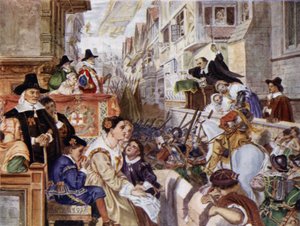 Londons Soldaten kämpfen auf der Seite der Parlamentarier gegen König Karl I. im Englischen Bürgerkrieg von Charles West (after) Cope