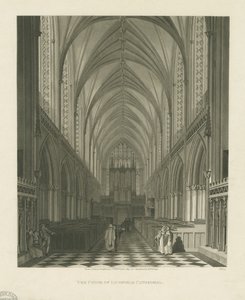 Innenraum der Kathedrale von Lichfield - Chor (Aquatinta)
