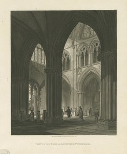 Innenraum der Kathedrale von Lichfield - Schiff (Aquatinta-Stich)
