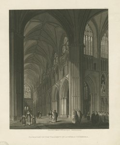 Innenraum der Lichfield Kathedrale - Langhaus (Aquatinta-Stich)