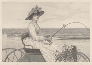 Ohne Titel (Frau in einer Kutsche) von Charles X. Harris