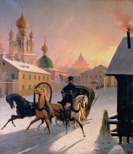 Troika auf der Straße in St. Petersburg, 1850er Jahre