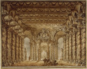 Bühnenbild für die Oper Armide von Jean-Baptiste Lully, 1760
