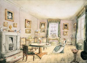 Das Wohnzimmer, East Wood, Hay, f54 aus einem Album von Innenräumen, 1843