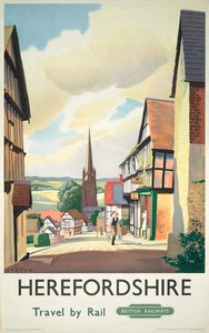 Plakat, British Railways (Western Region). Herefordshire Reisen mit der Bahn, Ledbury von Chater Paul Chater