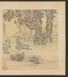 Gemälde nach alten Meistern: Porträt von Zhongqing in einer Landschaft, 1598-1652