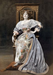 Französische Komödiantin Julia Bartet (1854-1941) als Marion de Lorme im Stück "Marion de Lorme" an der Comédie-Française, Paris, Foto von Cheri Rousseau aus der französischen Zeitung "Le Théâtre" vom 1. Juli