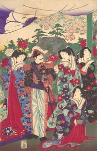 Kaiser unter Hofdamen, ca. 1880 von Chikanobu Yoshu
