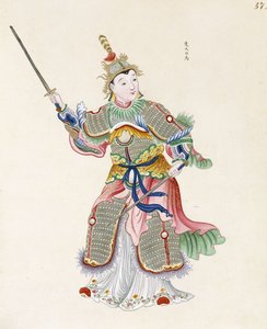 Eine Figur, die Schwerter schwingt von Chinese School