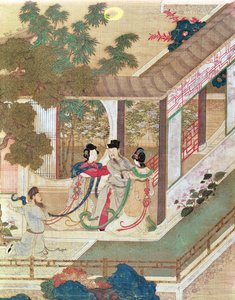 Ein romantisches Treffen, Illustration aus einem traditionellen chinesischen Roman von Chinese School