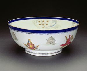 Famille Rose Export Freimaurer-Schale, Qianlong-Periode, 1736-95
