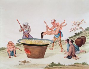 Eine Frau in kochendes Wasser tauchen von Chinese School