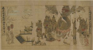 Der Buddha spricht zu Yamaraja in Kusinagara, 12.-13. Jahrhundert