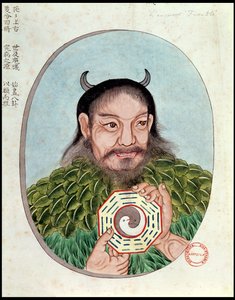 Der legendäre Kaiser Fu-Hsi, Illustration aus einem Pen Tsao, 18.-19. Jahrhundert