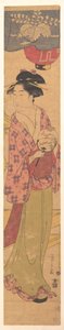 Mädchen mit einem Fächer von Chobunsai Eishi