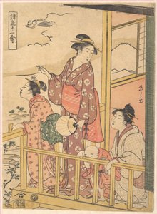 Ein Langschwanzhuhn (Onagadori), aus der Serie Zwölf verschiedene Vögel von Chobunsai Eishi
