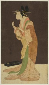 Eine Auswahl von Schönheiten aus den Vergnügungsvierteln (Seiro bisen awase): Misayama von der Chojiya im Nachtgewand (Tokogi no zu - Chojiya Misayama) von Chobunsai Eishi
