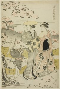 Ono no Komachi besucht den Kiyomizu-Tempel, aus der Serie Die modischen sieben Komachi von Chobunsai Eishi