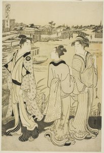 Ono no Komachi im Seki-Tempel, aus der Serie Die modischen sieben Komachi (Furyu nana Komachi) von Chobunsai Eishi