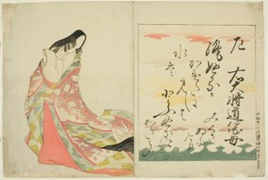 Die Dichterin Michitsuna no Haha, aus der Serie "Die sechsunddreißig unsterblichen Dichterinnen (Nishikizuri onna sanjurokkasen)"