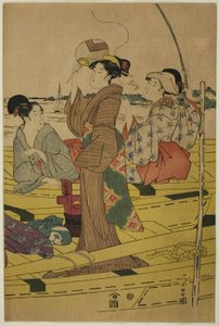 Frauen auf einem Fischerboot von Chokosai Eisho