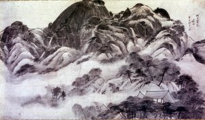 Koreanische Kunst: Berg Inwang. Drucke von Chong Son (1676-1759). 18. Jahrhundert. Jai Hyang John Sammlung von Chong Son