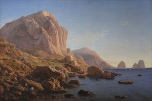Eine felsige Küste, Capri. Nach Sonnenaufgang