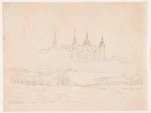 Studie für die Glyptothek "Herbstlandschaft. Schloss Frederiksborg im Hintergrund" von Christen Købke