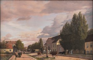 Ansicht einer Straße in Østerbro außerhalb von Kopenhagen. Morgenlicht