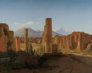 Das Forum von Pompeji mit dem Vesuv im Hintergrund von Christen Schjellerup Købke