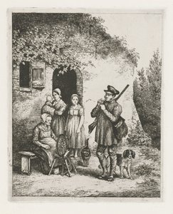 Gesellschaft vor der Tür eines Hauses von Christiaan Wilhelmus Moorrees