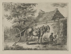 Junge mit einem Pferd und Hund von Christiaan Wilhelmus Moorrees