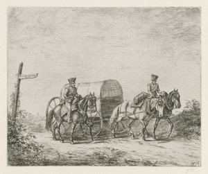 Zwei Soldaten zu Pferd unterwegs von Christiaan Wilhelmus Moorrees