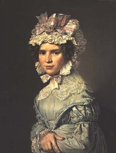 Porträt einer Dame in einem blauen Kleid