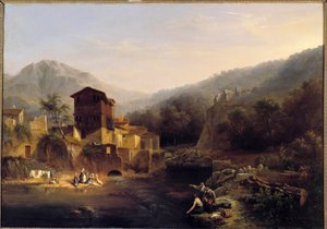 Landschaft der Berge. Gemälde von Christian Brune (1793-1849) 1834. Orléans, Museum der Schönen Künste