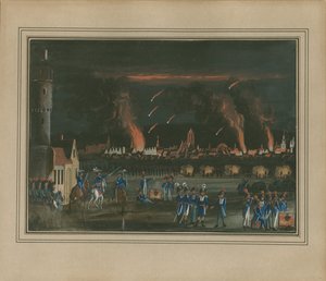 Bombardierung von Frankfurt am Main durch die französische Armee von Christian Georg Schütz the Younger