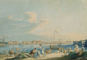 Ansicht des Marmorpalastes und der Nordseite der Peter-und-Paul-Festung, St. Petersburg (Gravur) von Christian Gottlob Hammer