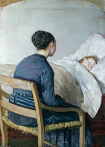Mutter am Krankenbett ihres Kindes