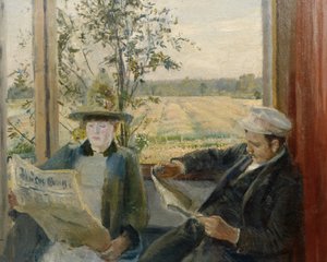 Oda liest die Zeitung Verdens Gang von Christian Krohg