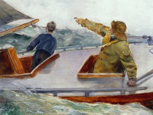 Am Bug, ca. 1890 (Öl auf Leinwand) von Christian Krohg