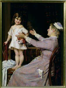 Kleines Mädchen mit einer Puppe und ihrer Amme von Christian Pram Henningsen