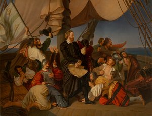 Kolumbus entdeckt die Küsten Amerikas, 1846 von Christian Ruben