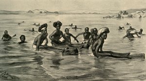 Männer im Nil am ersten Katarakt, Ägypten von Christian Wilhelm Allers