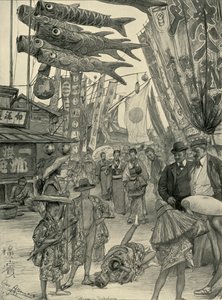 Straßenszene, Yokohama, Japan, 1898 von Christian Wilhelm Allers