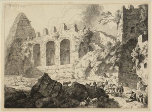 Große Landschaft mit einer Pyramide von Christian Wilhelm Ernst Dietrich