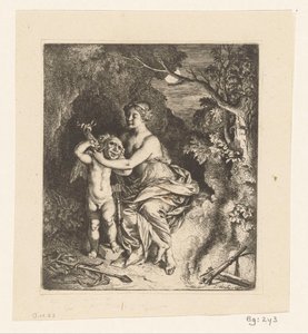 Venus bindet Amor eine Maske vor